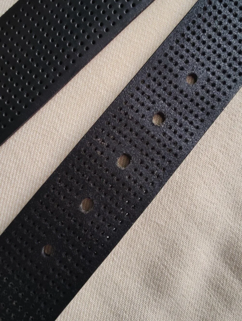 Carhartt Black Perforated Leather Belt with Silver Tone Metal Square Buckle